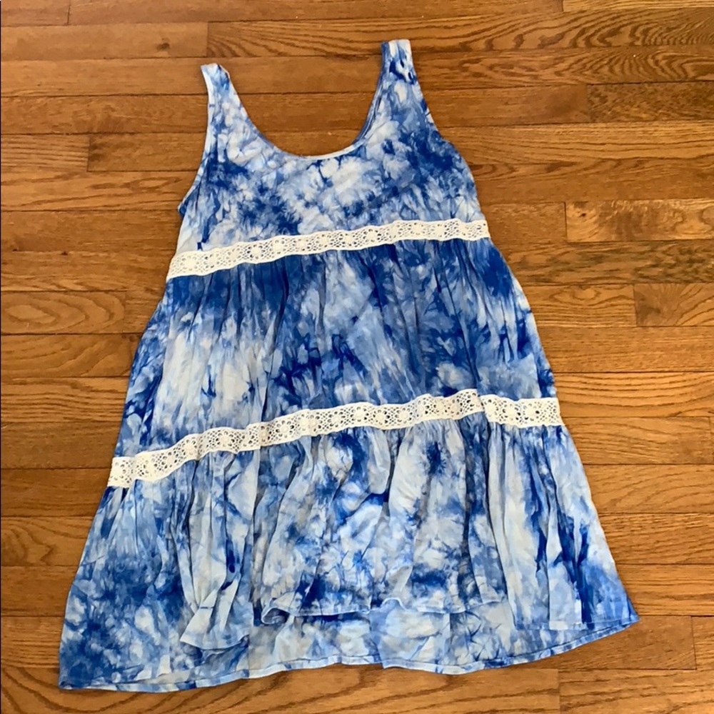 Blue tie dye cotton summer dress